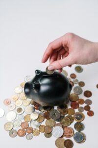 coins and piggy bank
