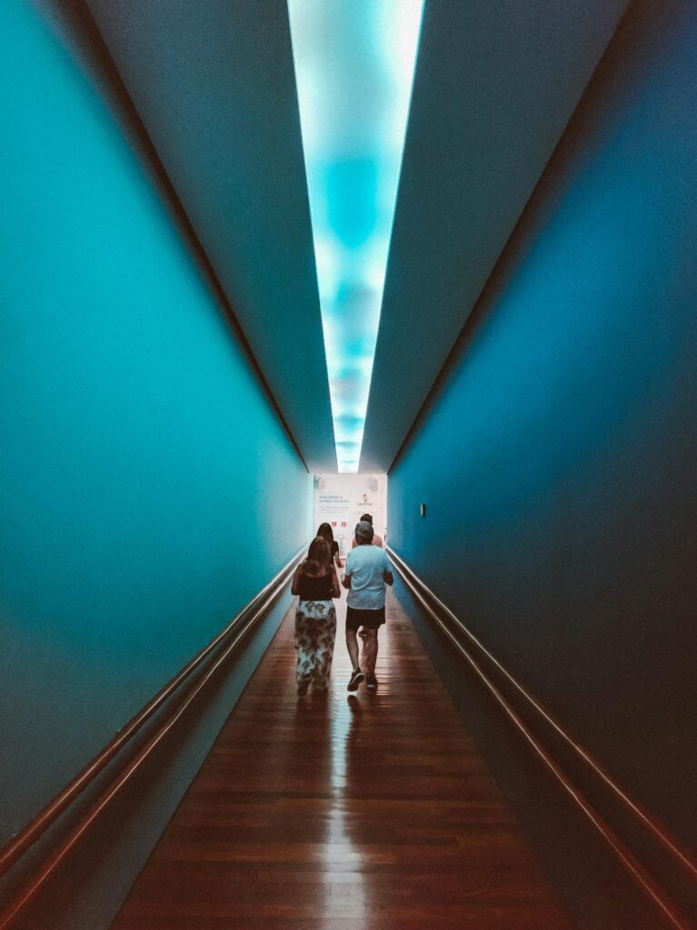 family in a hallway