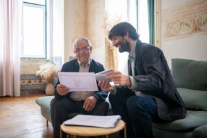 advisors talking to a adult of a senior